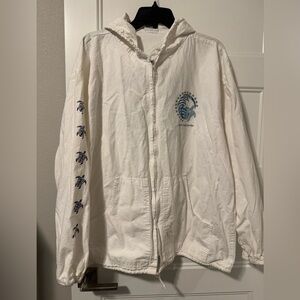 White Hooded Jacket with Turtle Design